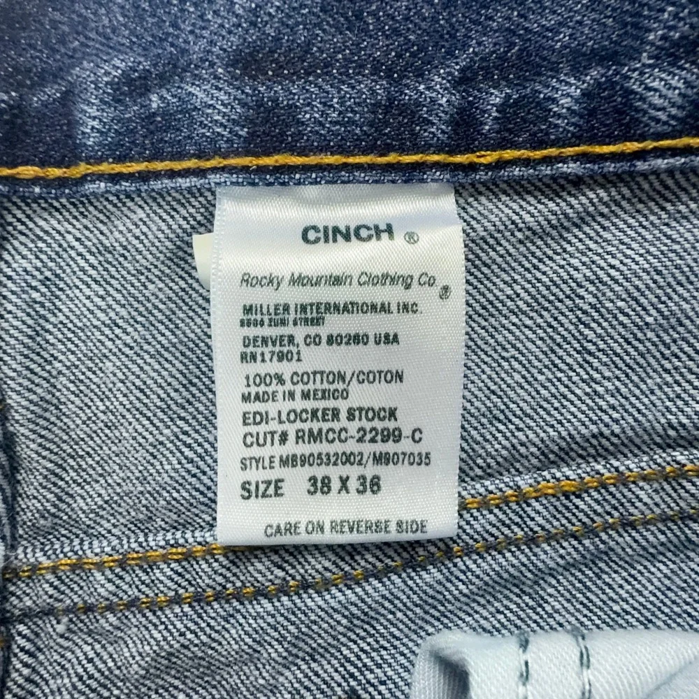 Cinch Mens Straight Leg Jeans 38x36 Dark Wash‎ Cotton Denim Workwear